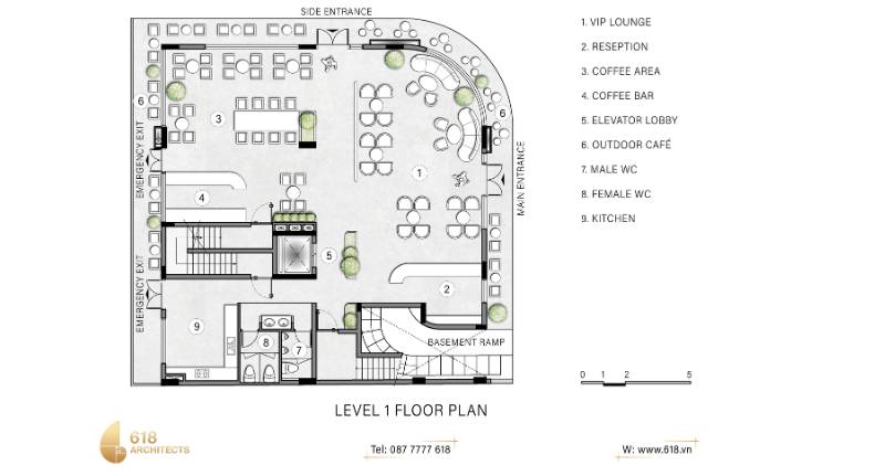 Tầng 1: Sảnh đón, lounge và nhịp sống cộng đồng