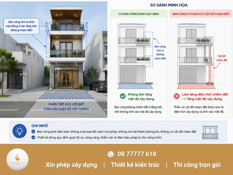 Xây dựng ban công tuân thủ chỉ giới xây dựng