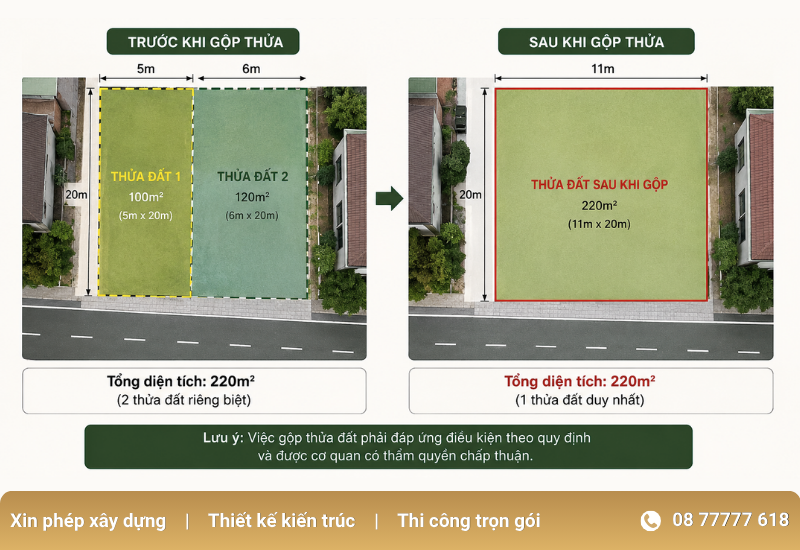 Hợp thửa đất là thủ tục gộp nhiều thửa đất riêng biệt thành một thửa đất thống nhất
