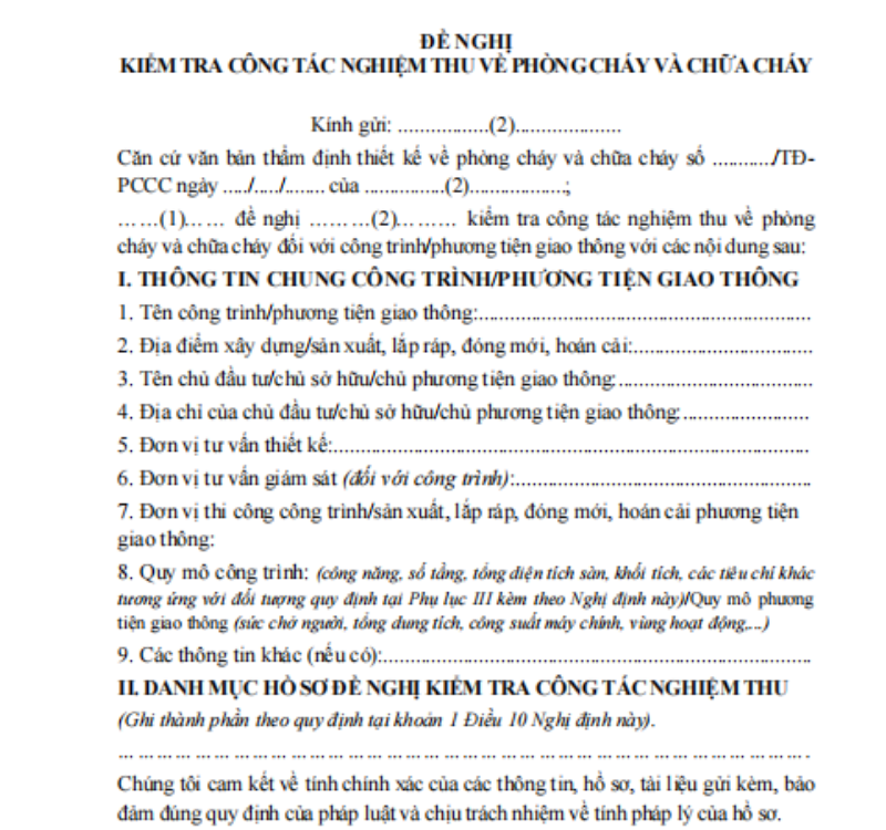 Thành phần hồ sơ nghiệm thu PCCC đối với căn hộ 7 tầng.