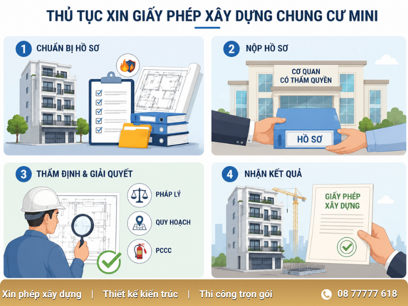 Các bước làm thủ tục xin phép xây dựng chung cư mini