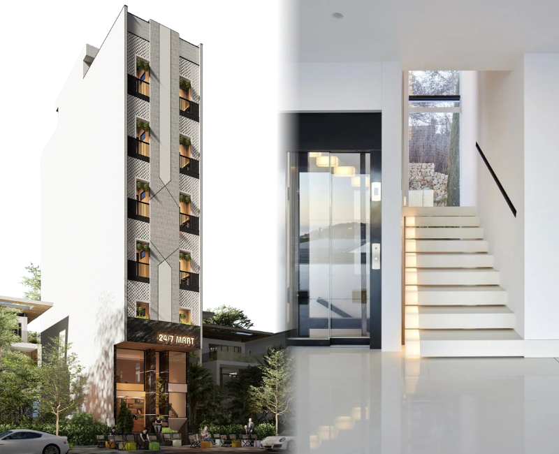 Thiết kế căn hộ cho thuê có thang máy trên khu đất 5x20m