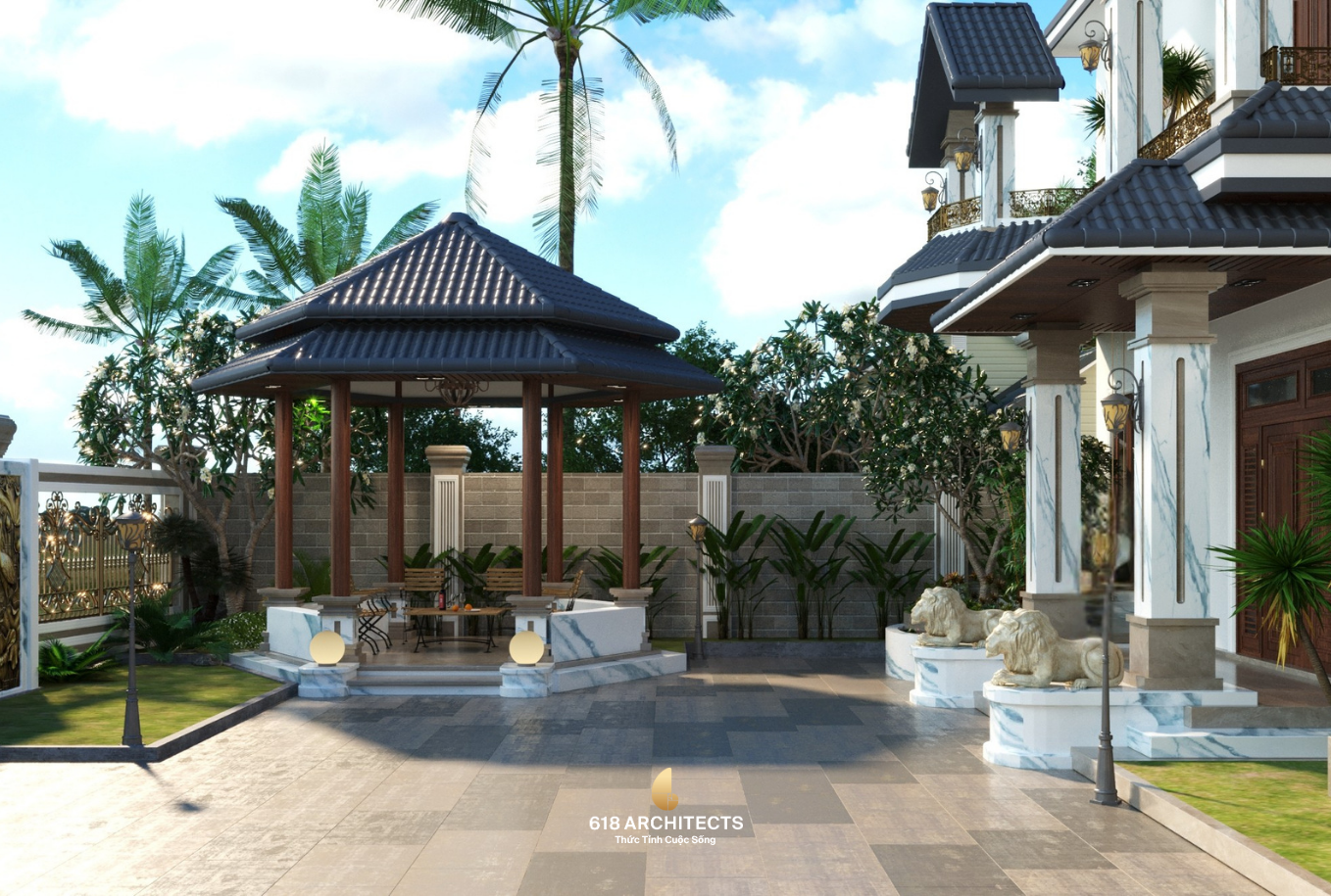 Thiết kế villa nghỉ dưỡng cao cấp với phong cách Tân Cổ Điển