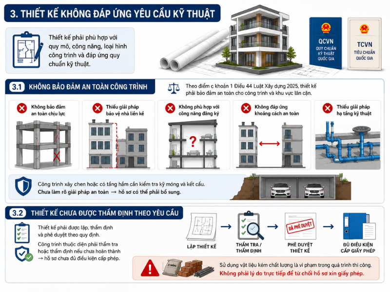 Thiết kế không đáp ứng yêu cầu kỹ thuật
