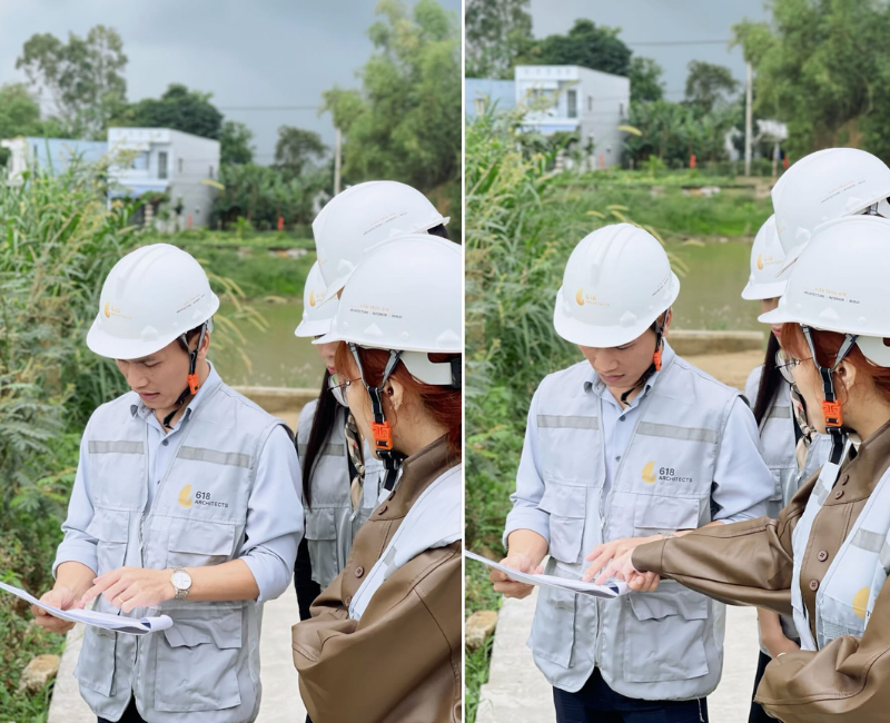 Kiến trúc sư 618 trao đổi phương án công năng phù hợp với dự án biệt thự đẹp nghĩ dưỡng
