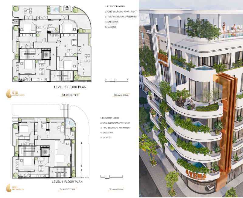 Giải pháp thiết kế bể bơi nửa âm nửa nổi trong phân tích thiết kế công trình AVENA Apartment & Hotel.