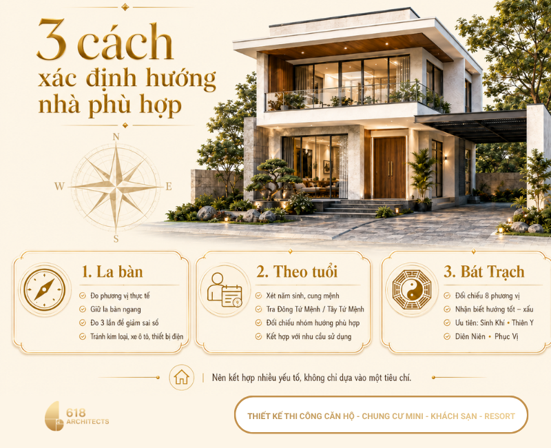 Các cách xác định hướng nhà bằng la bàn, tuổi và Bát Trạch phong thủy