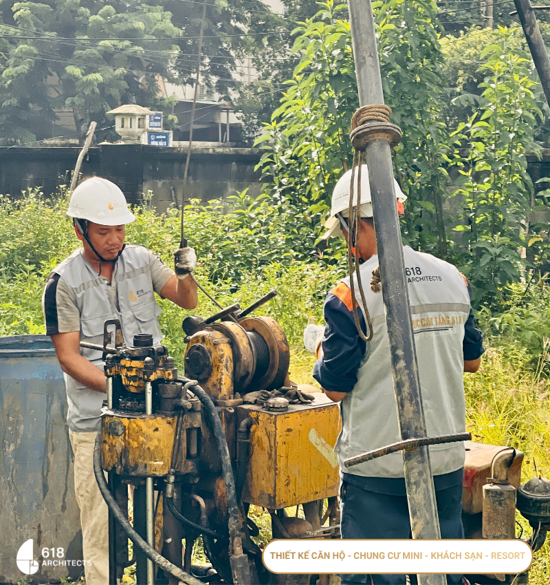 Máy khoan khảo sát địa chất công trình căn hộ tại KĐT FPT
