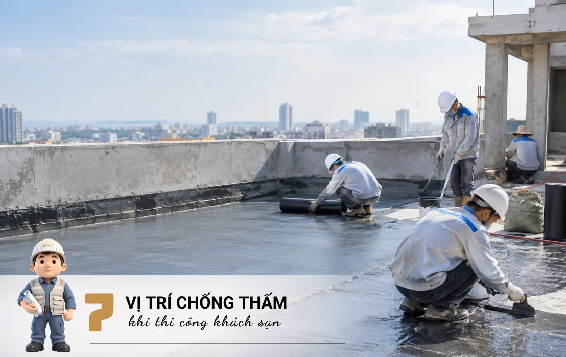 Chống thấm khách sạn: 7 vị trí cần kiểm tra khi thi công