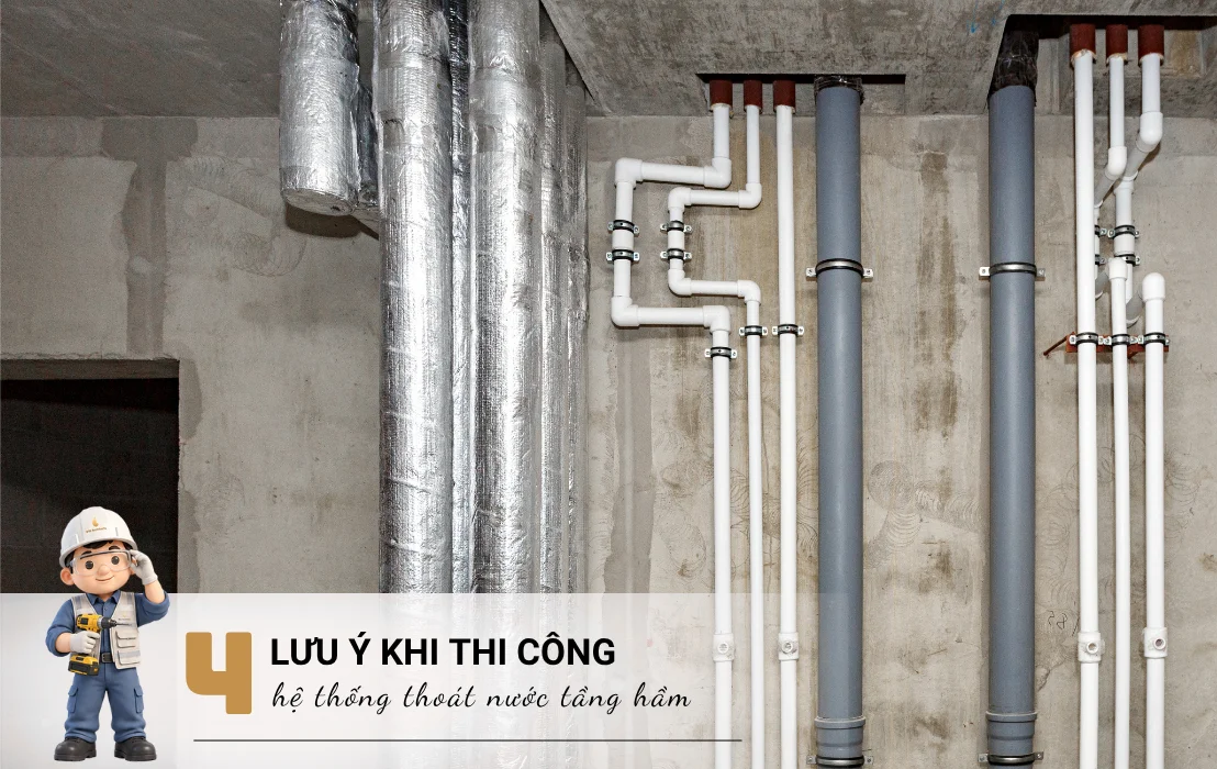 4 lưu ý khi thi công hệ thống thoát nước tầng hầm