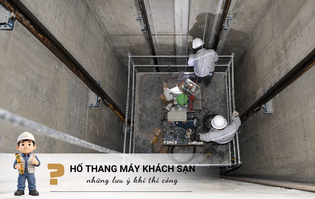Thi công hố thang máy khách sạn và hạng mục cần kiểm soát