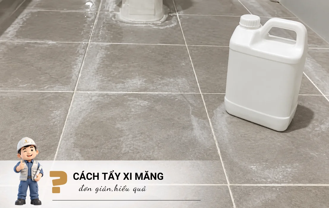 Tẩy Xi Măng Đúng Cách Để Không Làm Hỏng Bề Mặt Gạch